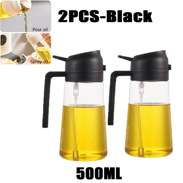 2-in-1 500ml Plastic Oil Sprayer Bottle for BBQ, Baking, and Roasting - Versatile Kitchen Tool