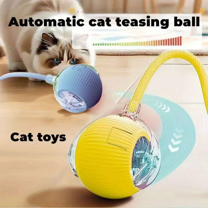 Rechargeable Interactive Cat Toy - Rolling Ball with Tail & Smart Mouse Features