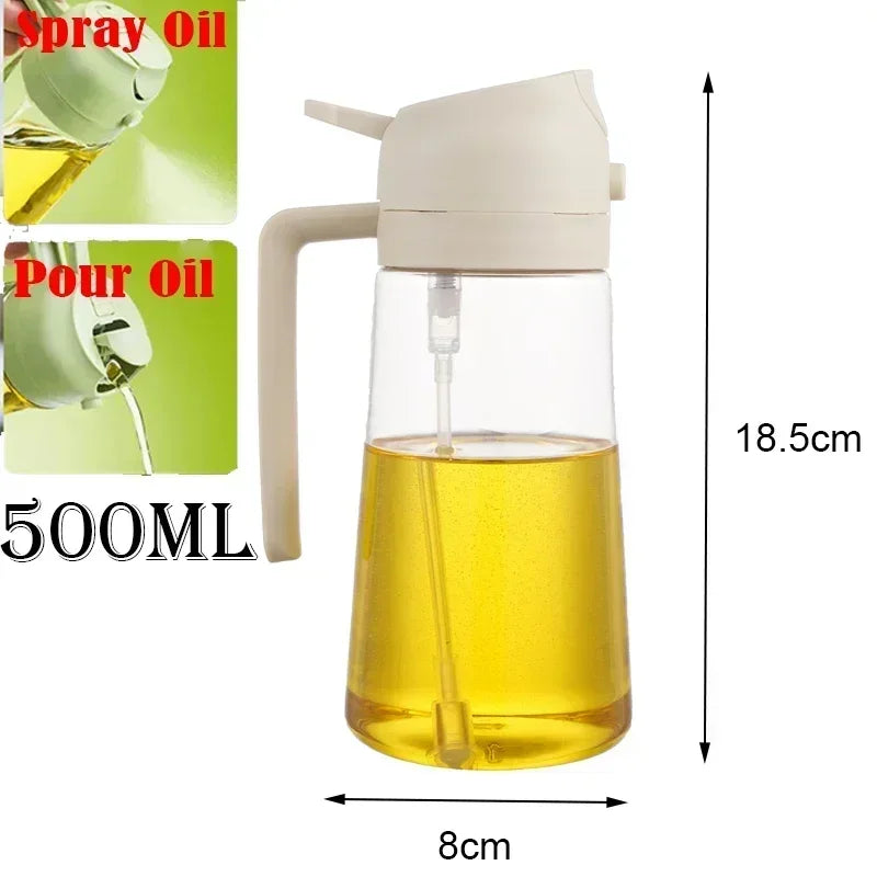 2-in-1 500ml Plastic Oil Sprayer Bottle for BBQ, Baking, and Roasting - Versatile Kitchen Tool