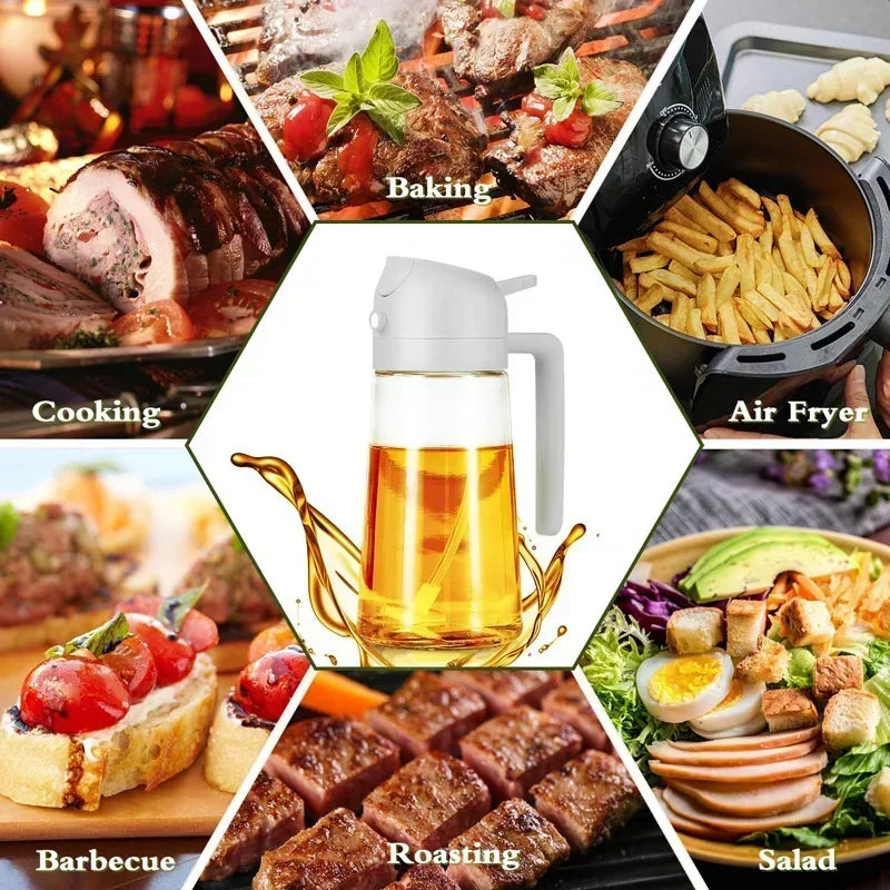 2-in-1 500ml Plastic Oil Sprayer Bottle for BBQ, Baking, and Roasting - Versatile Kitchen Tool