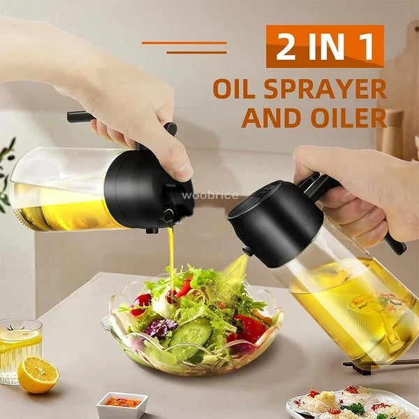 2-in-1 500ml Plastic Oil Sprayer Bottle for BBQ, Baking, and Roasting - Versatile Kitchen Tool