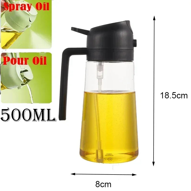 2-in-1 500ml Plastic Oil Sprayer Bottle for BBQ, Baking, and Roasting - Versatile Kitchen Tool